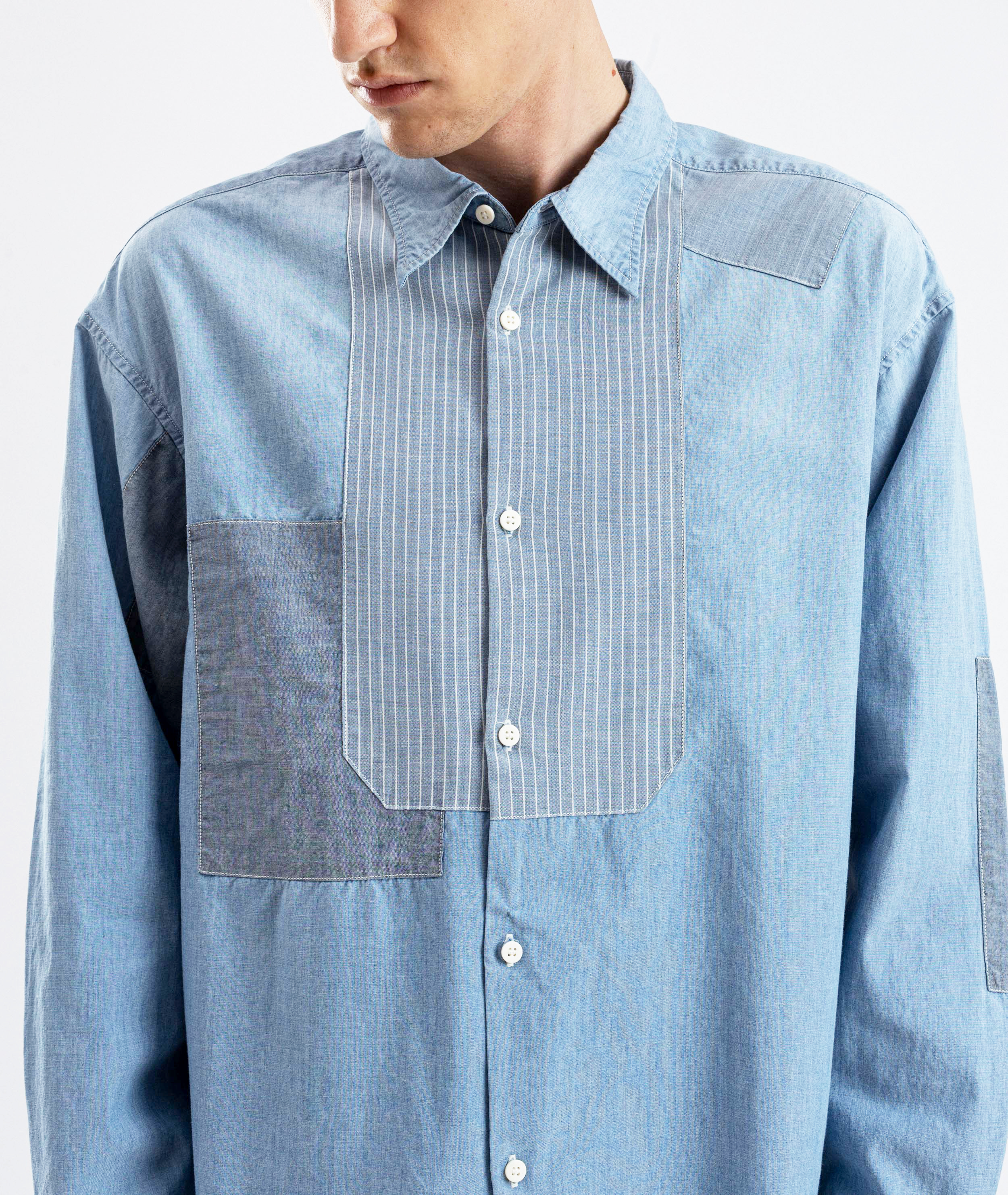 VISVIM ビズビム 21SS 0121105011003 CHORE P.W. SHIRT L/S 凝り CHAMBRAY チョア パッチワーク  長袖 シャンブレー