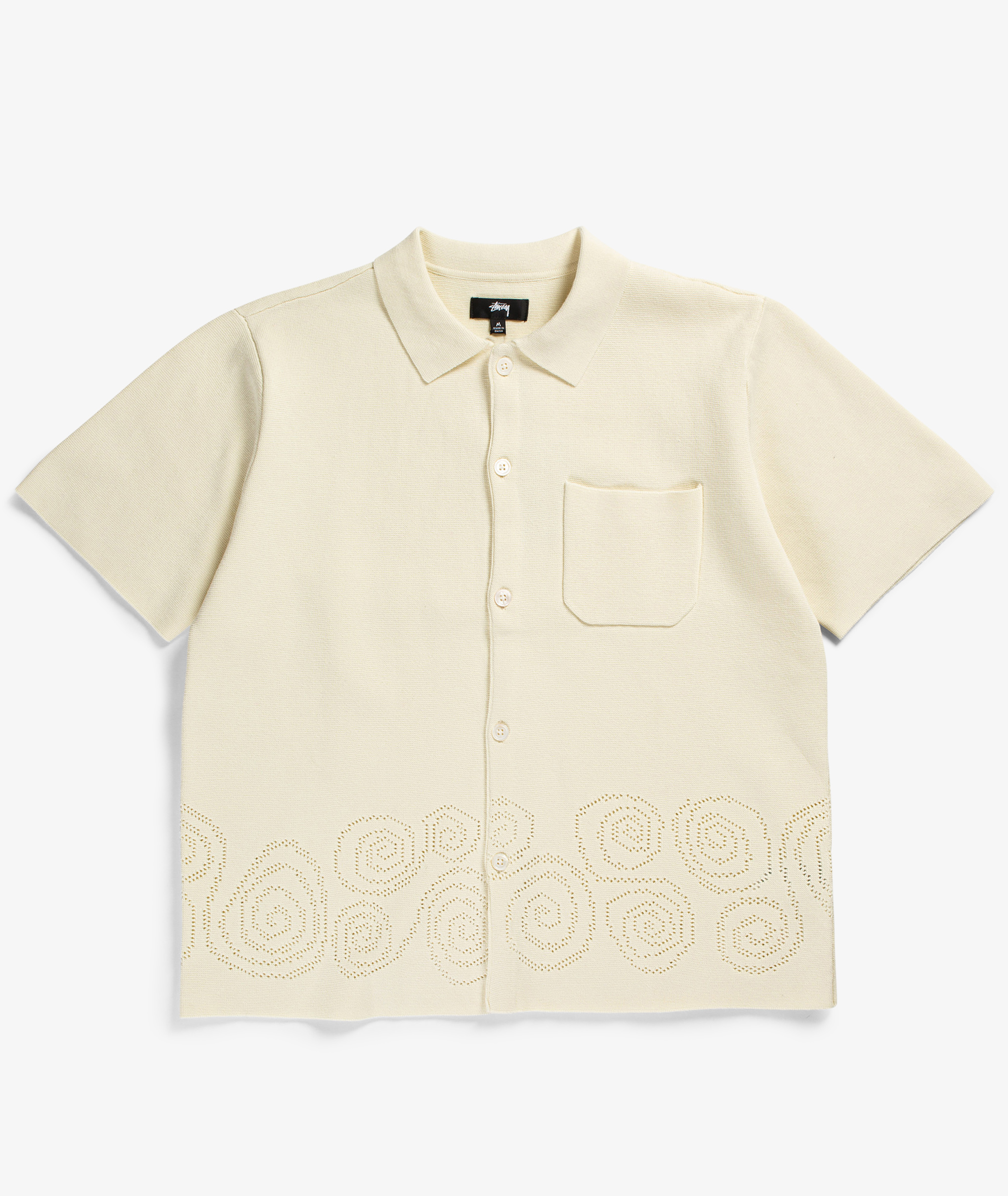 Stussy Perforated Swirl Knit Shirt Cream-