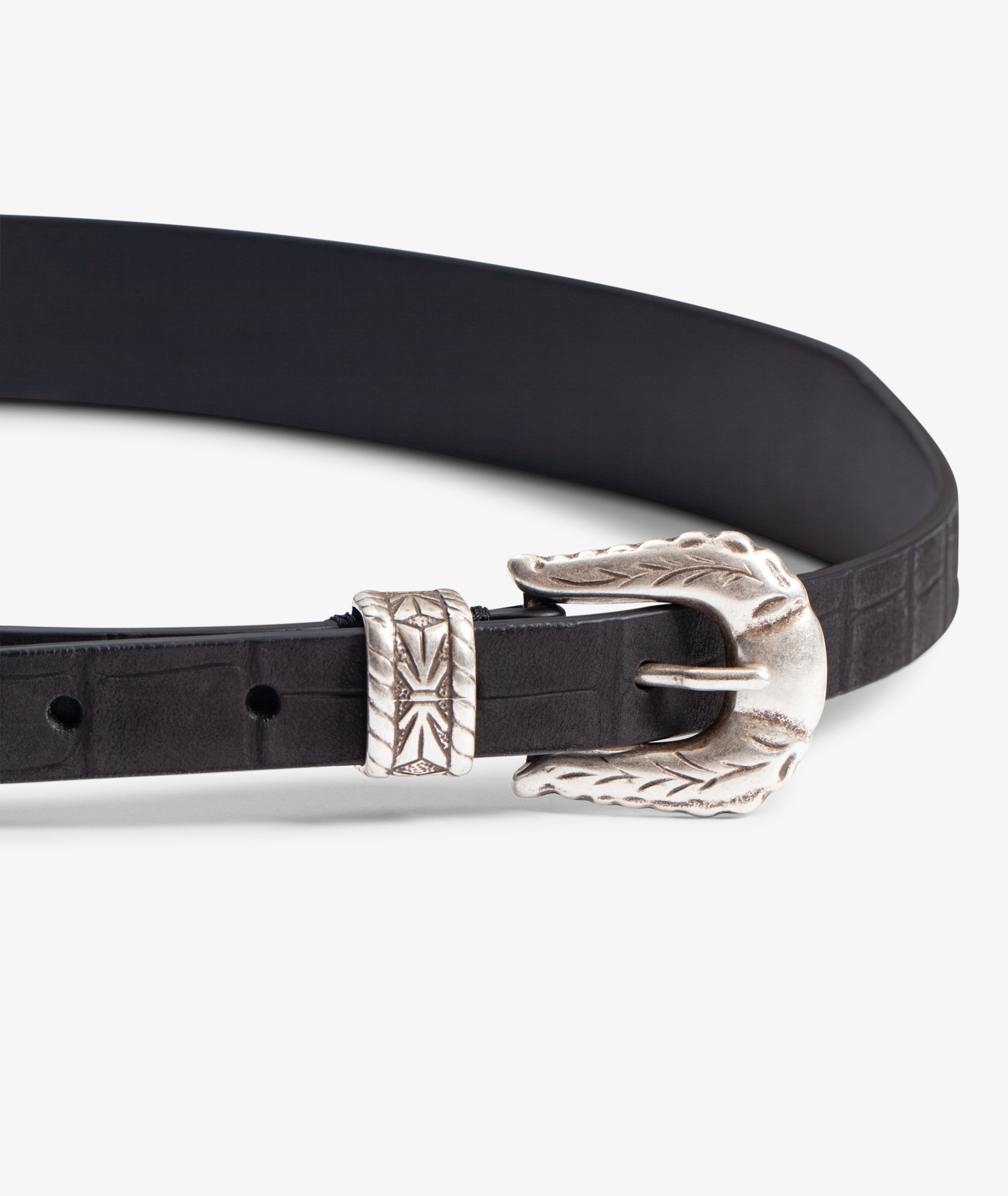 Norse Store  Shipping Worldwide - Anderson's Croc Leather Belt - Black