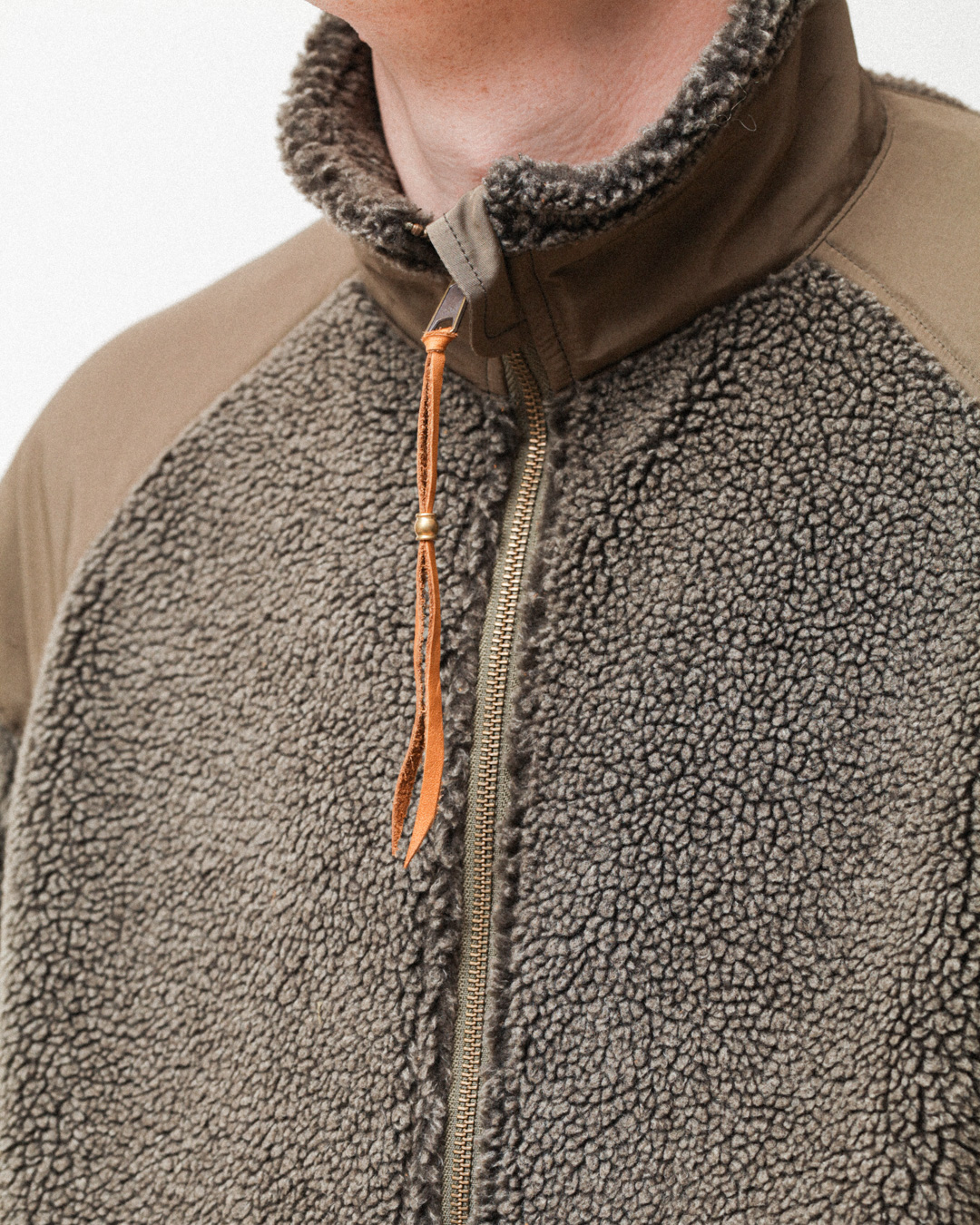 Norse Store | Shipping Worldwide - orSlow Boa Fleece Jacket - Army Green