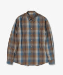 Auralee Super Light Wool Check Shirt - Blue Brown Check