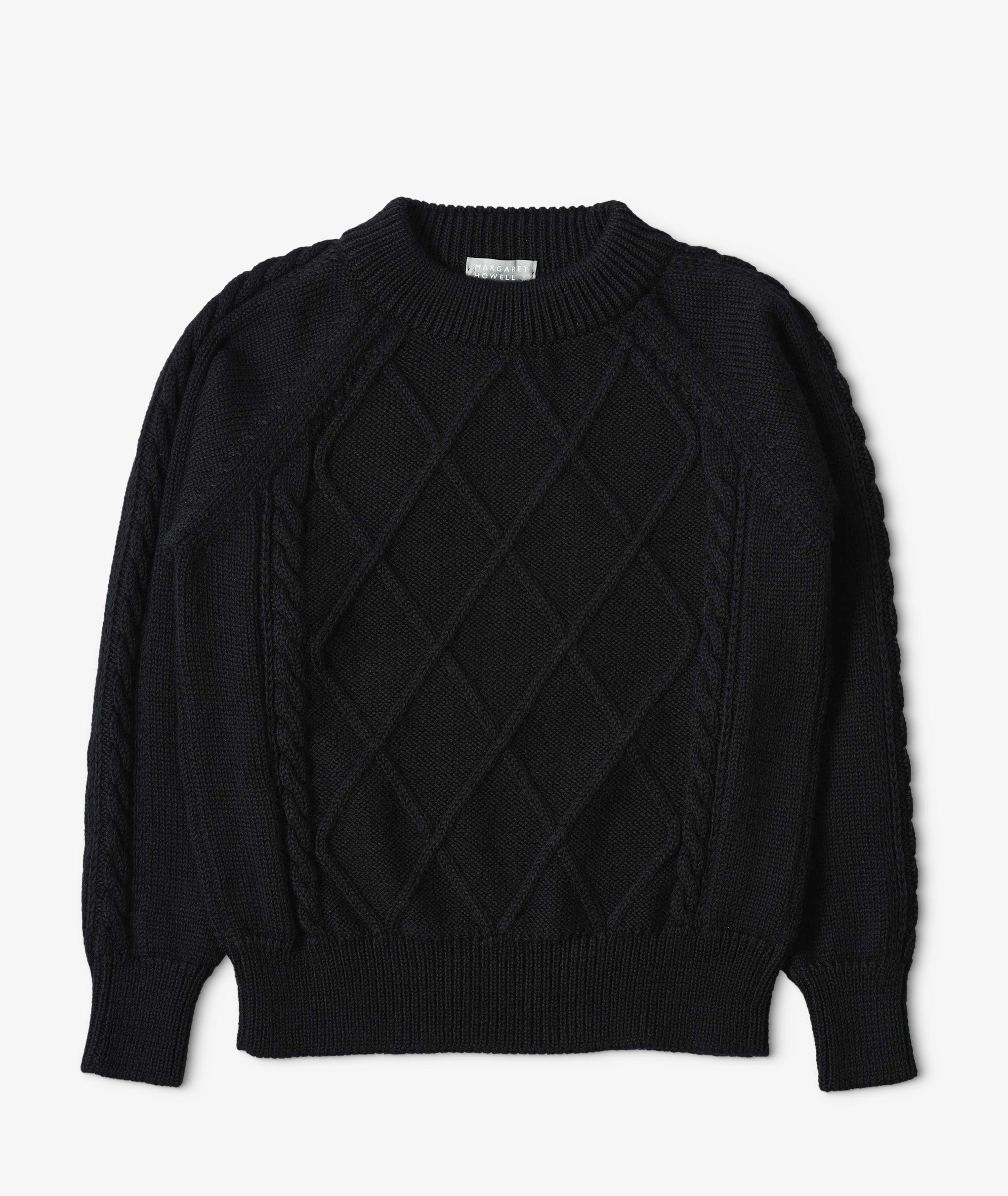 Pure Wool Aran Sweater Unisex Black Watch