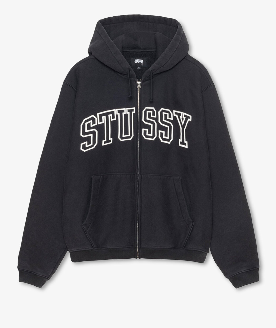 Norse Store | Shipping Worldwide - Stüssy Outline Zip Hood - Washed Black