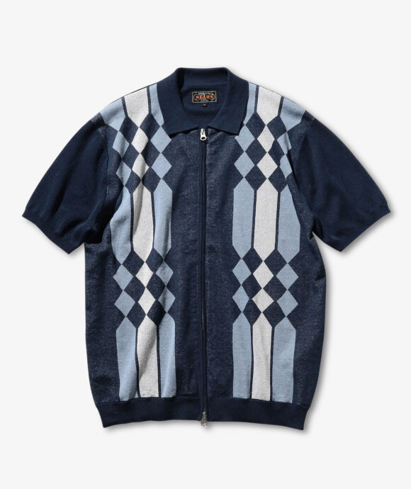 Beams Plus - Zip Knit Polo Stripe