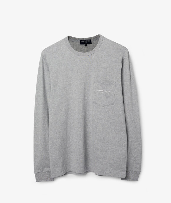 Norse Store Shipping Worldwide Comme Des Garcons Homme LS Pocket Logo Tee Top Grey