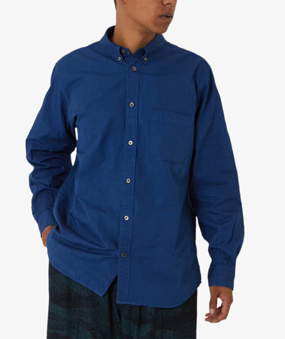 Blue Blue Japan - WOVEN FINE OX PURE  INDIGO BUTTON DOWN LS SHIRT