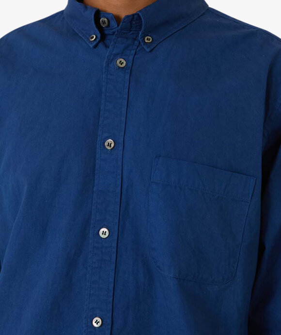 Blue Blue Japan - WOVEN FINE OX PURE  INDIGO BUTTON DOWN LS SHIRT