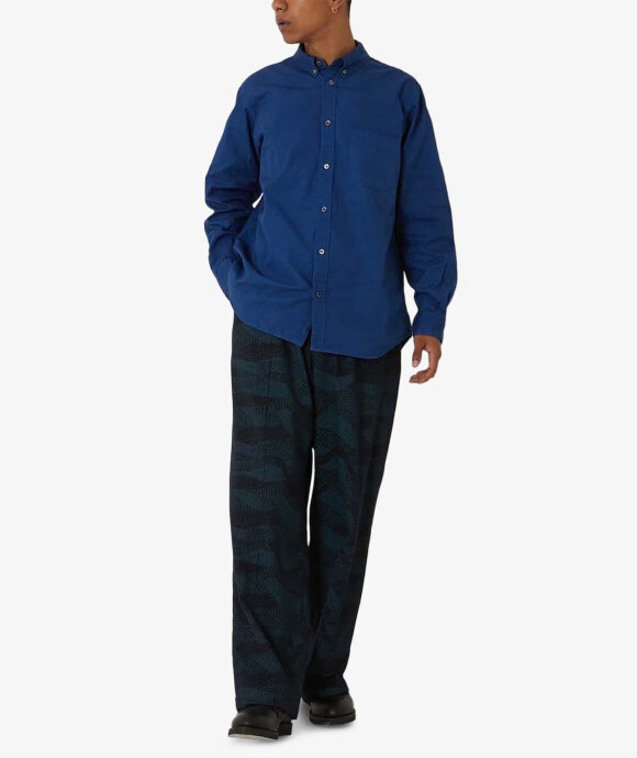 Blue Blue Japan - WOVEN FINE OX PURE  INDIGO BUTTON DOWN LS SHIRT