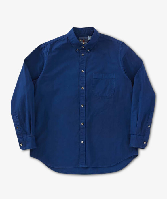 Blue Blue Japan - WOVEN FINE OX PURE  INDIGO BUTTON DOWN LS SHIRT